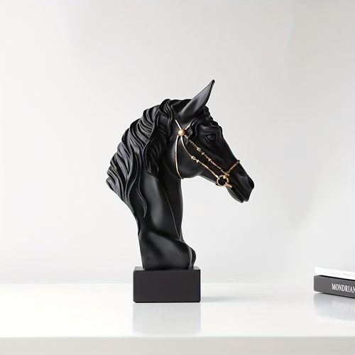 Modern Minimalist Horse Head Statue Art Nordic Design Resin Sculpture, Contemporary Decor