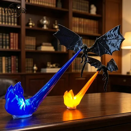 Dragon Flame Bookshelf Nook Light Creative Funny Spray Fire Dragon Bookshelf Ornament Halloween Birthday Gift Home Decoration