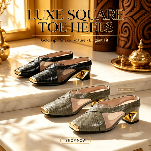 Square-toe semi-covered sandals (grey) — soft sole and soft upper