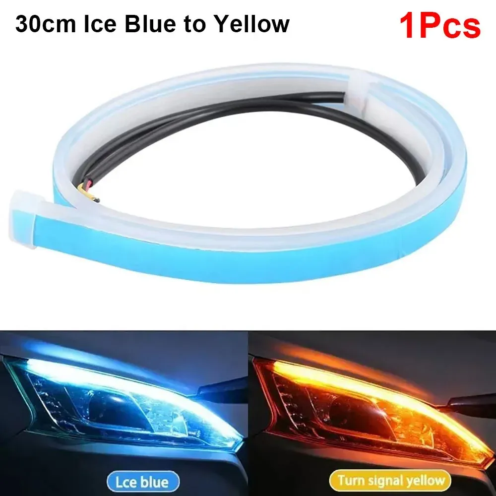 2Pcs New 45cm DRL LED Strip 12V Universal Auto Headlights RGB Yellow Brake Flow Lights