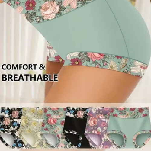 💃 Women's high-waisted panties with a floral print