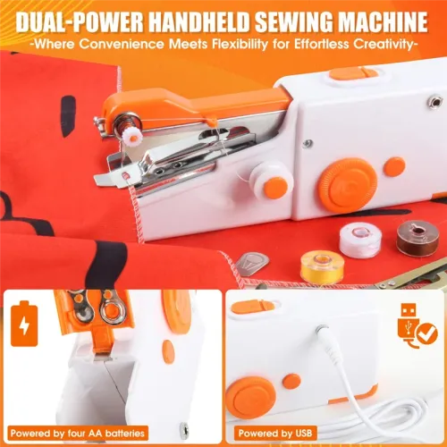 Portable Hand Sewing Machine,Electric Sewing Machine For Home And Travel, Quick Sewing For Fabrics, Clothing
