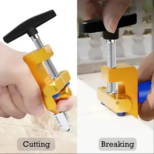2-in-1 Manual Tile Cutter Tool with Breaking Pliers,Glass Tile Cuttter with 3-15 mm 3 Tungsten Steel Blade Manual Glass Hand Tool for Home DIY Cutting Glass