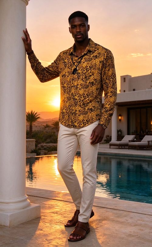 Yellow leopard print shirt