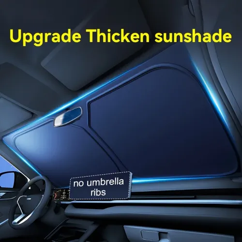 Portable car sunshade, upgraded thick sunshade, single piece car windshield sunshade, easy to install and foldable storage