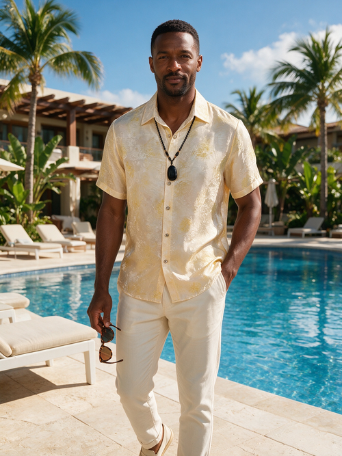 Luxury vacation high-end short sleeved shirt
