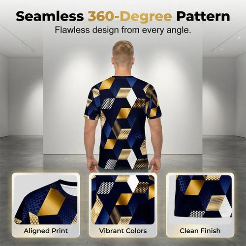 Men's 3D Geometric Print Crew Neck Shirt