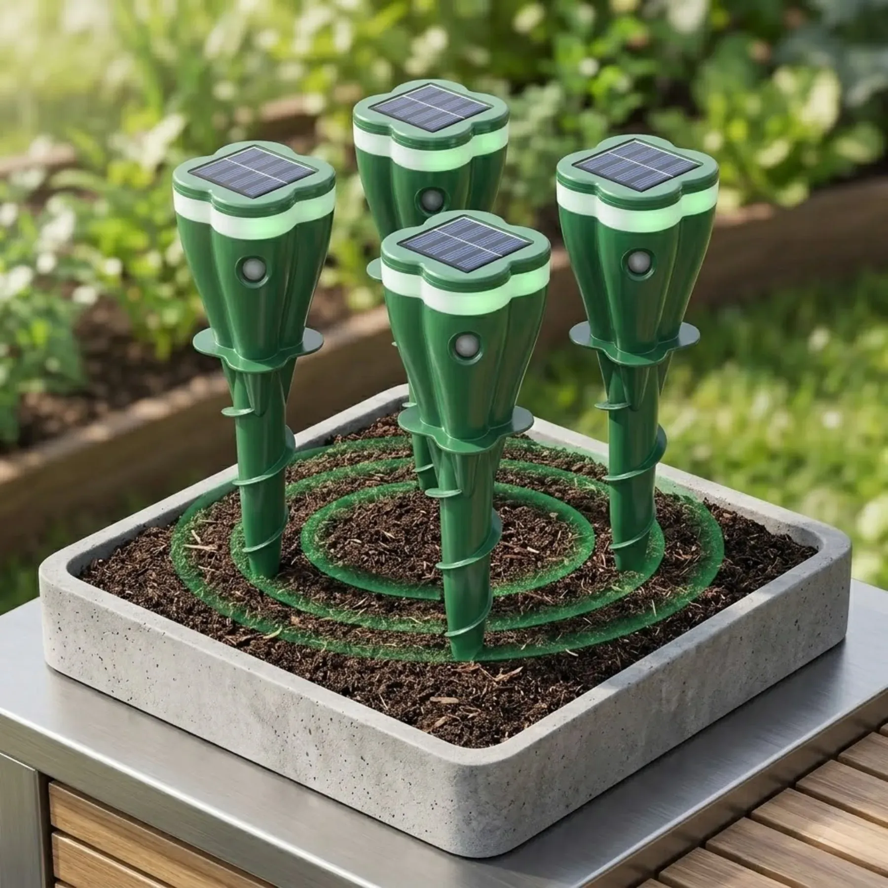 Solar Mole Repellent Spikes, Waterproof Lawn Garden Stakes, Effectively Repel Moles, Voles, Gophers, Chipmunks