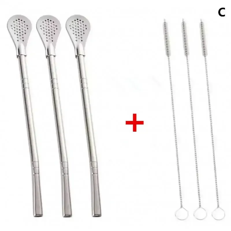 10Pcs Detachable Bombilla Filter Straw Stainless Steel Reusable Yerba Mate Tea Spoon Straw Bar Accessories