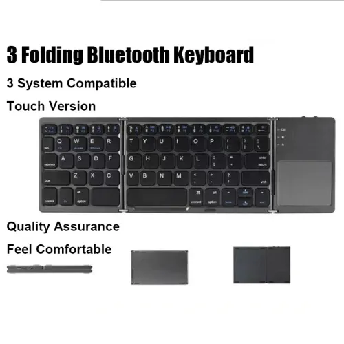 Tri-fold Bluetooth Keyboard with Touchpad Portable Mini Keyboard Rechargeable Keyboard Wireless Keyboard For Windows Android iOS