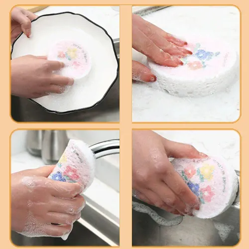3pcs New Wood Pulp Cleaning Sponges Magic Wipe Cotton Scouring Pads Melamine Washing Tool Dishwashing Sponge Kitchen