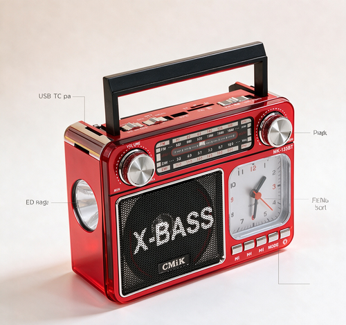 Retro Clock Bluetooth Radio Home Portable Light And Support USB TF Card Interface Receiver MP3 Music Player
