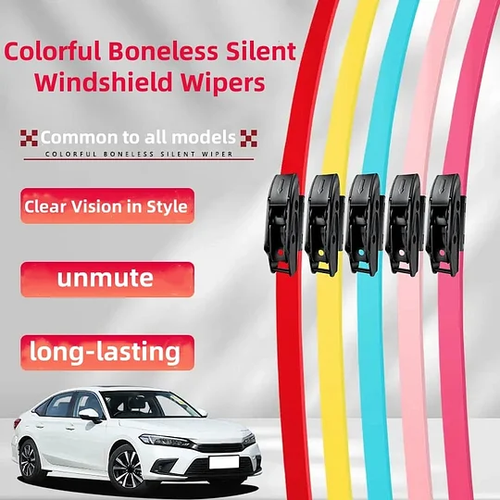 A Pair of Colourful Silent Windshield Wipers - Easy to install quick-release clip, Durable and Wear-resistant Stylish Design for Clear, Quiet Drives!