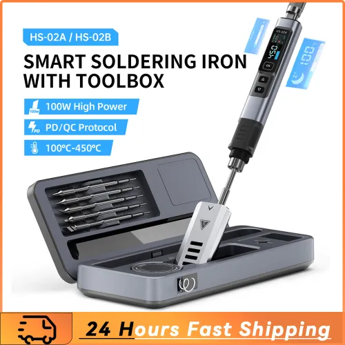 HS-02 Protable Heat Toolbox Kit 100W Power Adjustable Temperature Quick Heating Repair Equipment 100-450℃ for DIY Repair