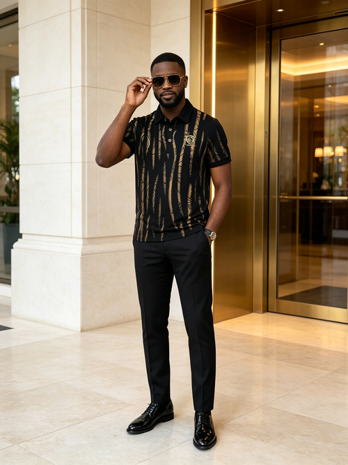 Gold flowing high-end men's T-shirt