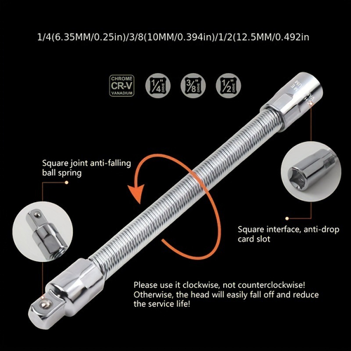 Pack of 3 Ratchets Extension Bar Set Drive Flexible Shafts Tool for Automotive Garage Repair Maintenance H9EE