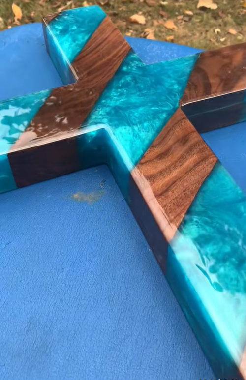 Handmade Epoxy Resin Wooden Cross Wall Decor
