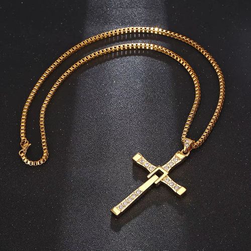 Stainless Steel Chain Gold Sliver Color Cross Pendant Necklace Men Women Hanging Activity Male Gift