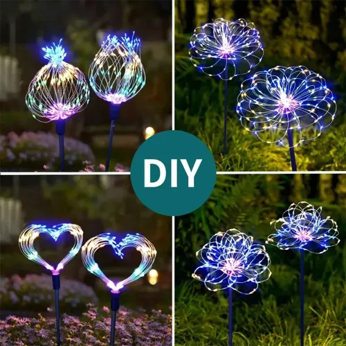 90LED Solar Fireworks Light Outdoor Fairy Garden Lights 8 Lighting Modes DIY Starburst Solar Lamps Holiday Decorative Lights