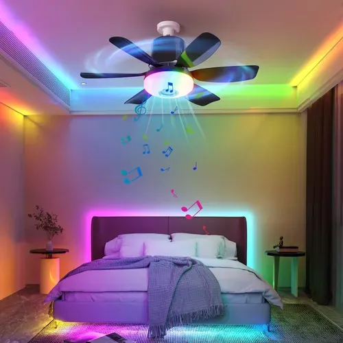 RGB Phantom Rhythm Shade Adjustment Decoration Modern Remote Control Bldc Best Music Smart Home Light LED Ceiling Fan
