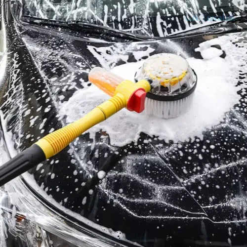 Car Wash Brush with Extendable Handle, Microfiber Chenille Mop Head, Self-Rotating Cleaning Tool for Auto Detailing