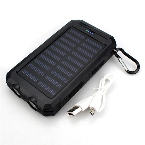 Dual USB High Capacity Solar Power Bank Portable External Battery with LED Light for Outdoor Charging