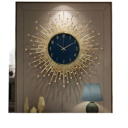 light luxury sun wall clock living room decoration atmosphere high sense clock wall hanging creativity