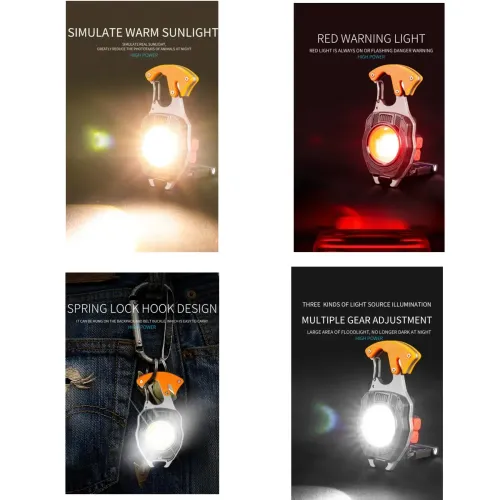 New Mini Flashlight Emergency Light Lighters Portable COB Working LED Keychain Rechargeable