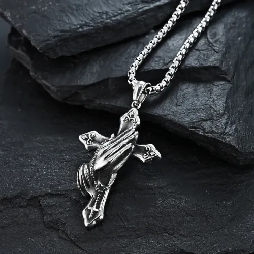 Men's necklace prayer hand