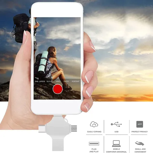 for iPhone iso 4in1 USB 3.0 Flash Drive 512GB 256GB 128GB 64GB 32GB Metal Pendrive iPad Android OTG Mirco USB Memory stick