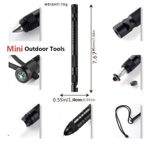 Ideal Gift for Outdoor Guys - 12-in-1 Tactical Pen: Survival & Fishing All-in-One