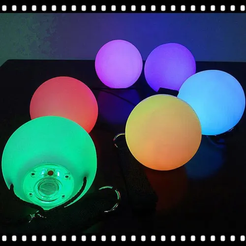 2 pieces = 1 pair Professional Multi-Coloured RGB glow LED POI thrown balls belly dance balls