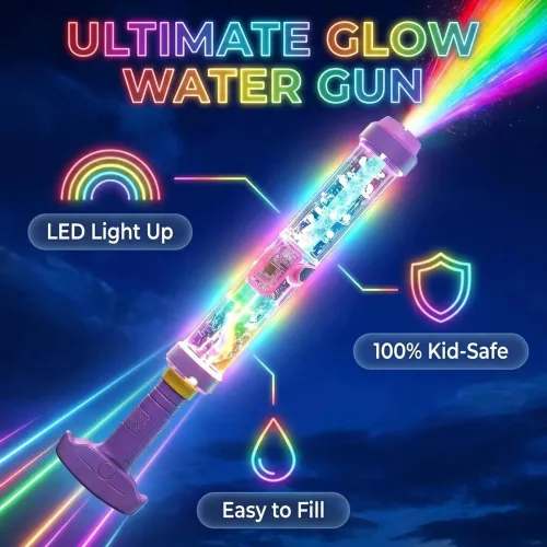 Glowing Rainbow LED Water Blaster Outdoor Firework Water Gun Glowing Rainbow Water Blaster Light-Up Splash Blasters Gun