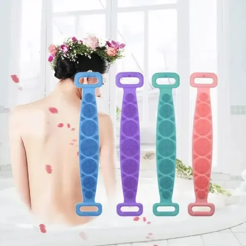 4pcs Body Sponge Silicone Back Brushes Bath Towels Scrubber Rubbing Back Peeling Massage Shower Belt Extended Skin Clean Brushes