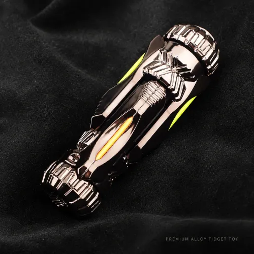 One Touch Fire Eject Mini Stress Relief Launcher Alloy Toy Gun with Target Shell Plastic Bullets UV Flashlight Fidget Spinner