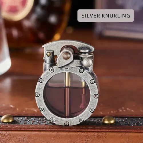 Retro Transparent Fuel Tank Lighter Metal Rocker Kerosene Lighter Personalized Windproof