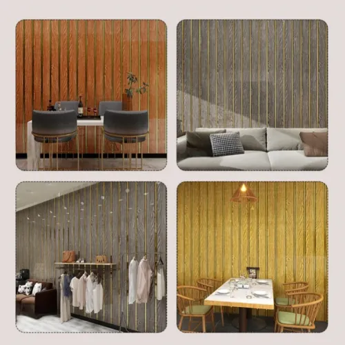 10pcs Luxury Wood Grain Wall Panels with Gold Trim Self Adhesive Wallpapers Home Decorative