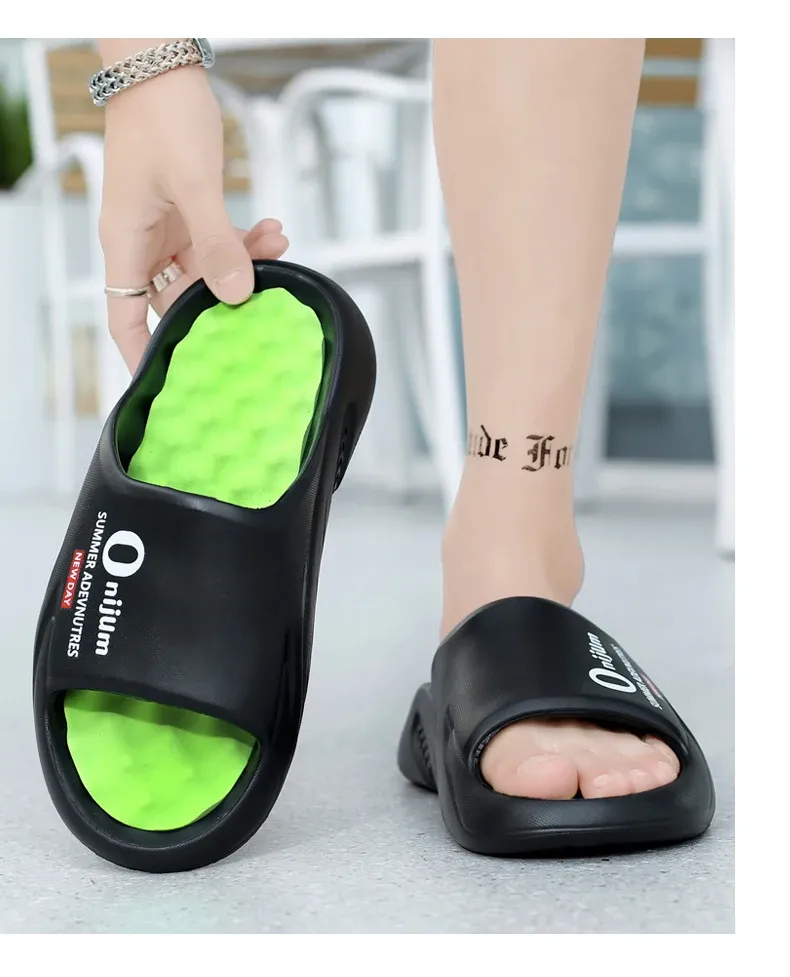 New Men Massage Slippers Slides Indoor Outdoor Sandals Beach Casual Shoes Comfortable Sole Men's Slippers Big