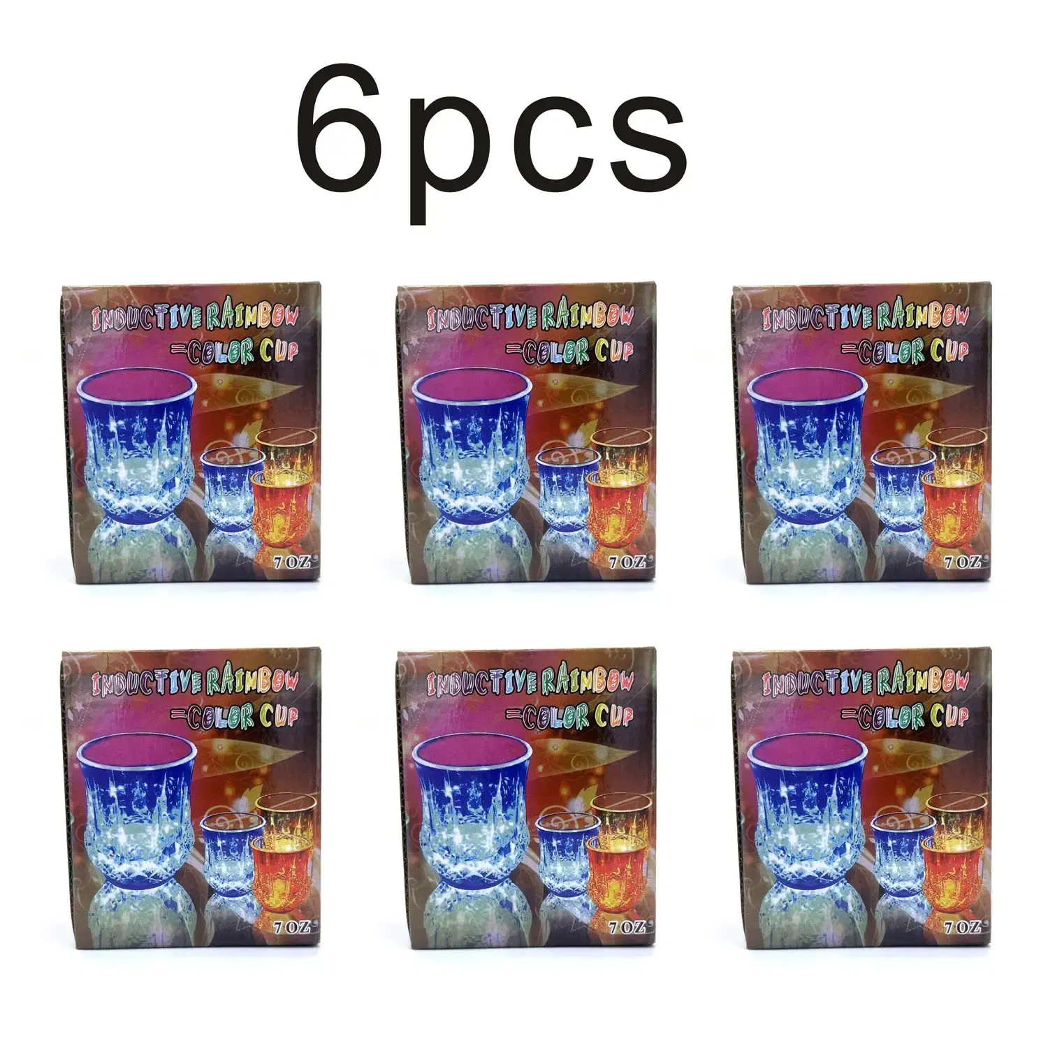 6pcs  Liquid Activated LED Flash Crystal Drink Set,  Multicolor Auto-Light-Up Plastic Tumblers for Bar Party Decor, Festive Holiday Supplies