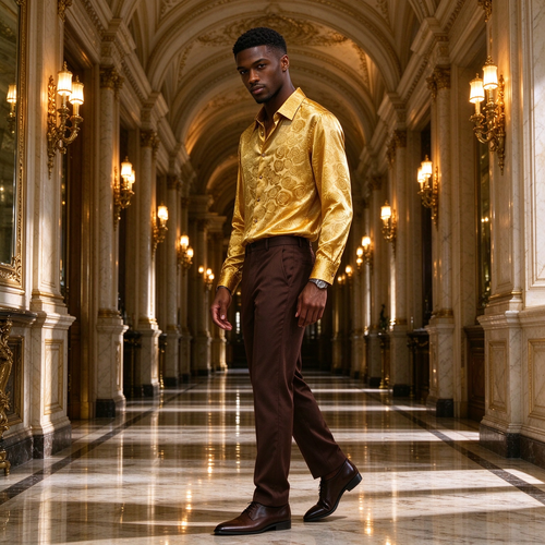 Men's Long-Sleeve Printed Shirt with a Sophisticated Look