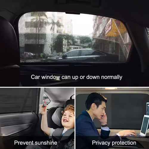 Pack of 4 Black Car Sun Shade Side Window Curtains | UV Protection & Privacy Curtains