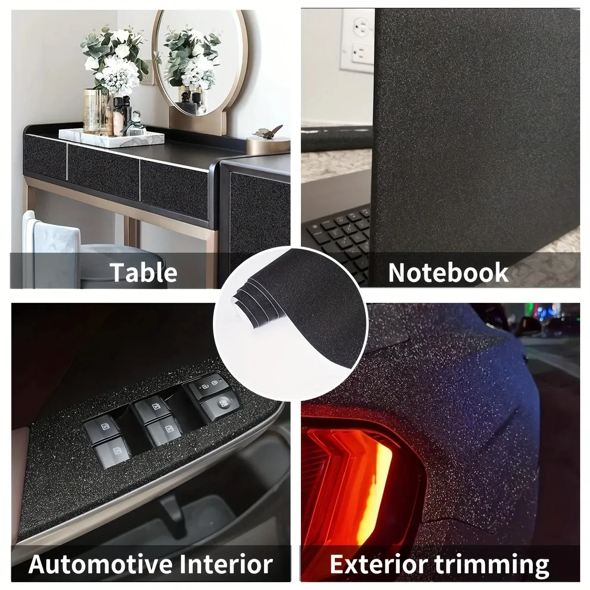 20CM X 152CM Per Lot Black Glitter Vinyl Sticker New Car Styling Matte Sanding Glitter Vinyl Film Body Wrap