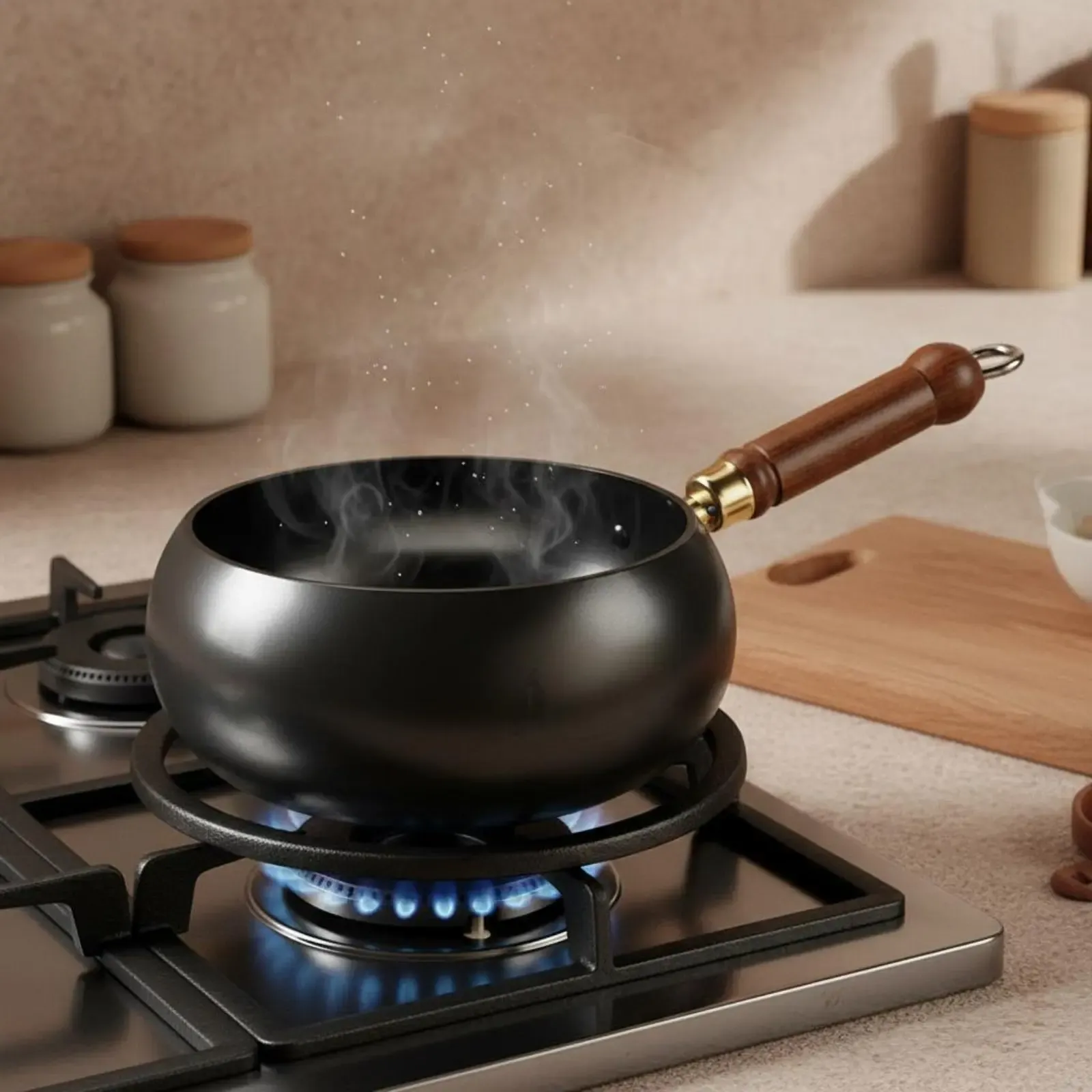 Made in Italy Traditional Iron Wok No Coating Chinese Iron Wok Deep Stir Fry Pan Large Capacity Professional Grade for Chefs