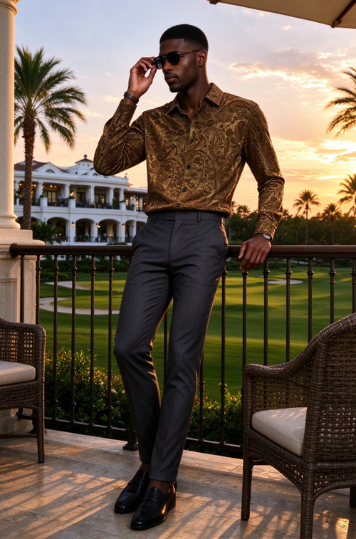 Elegant Paisley Textured Business Shirt for Men