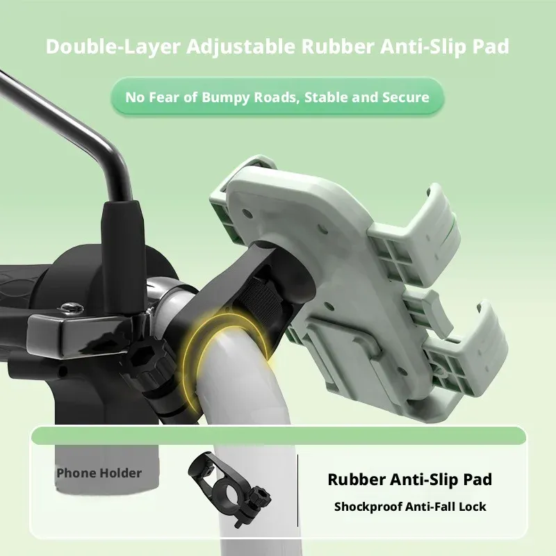 2PCS Motorcycle Scooter Phone Holder Free Rotation Universal Fit Anti-slip Phone Bracket for Bicycle Commuting Road Trip