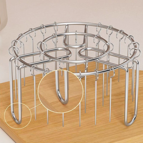3-Piece Air Fryer Grill Rack Set – Round, Multi-Prong, Detachable Hanging Skewer Rack (Each rack includes 24 skewers)