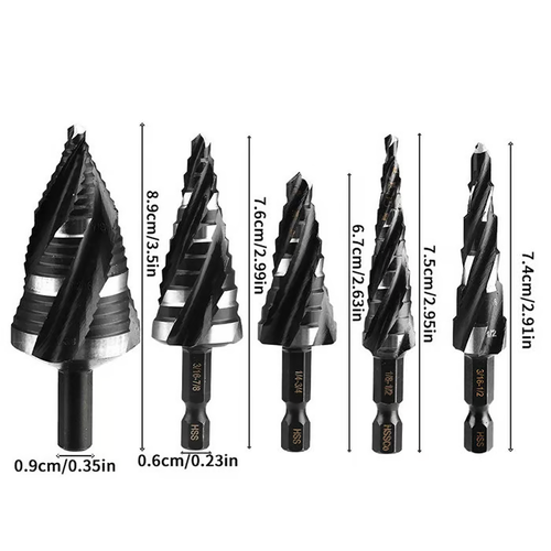 5-Piece HSS Step Drill Bit Set for Metal
