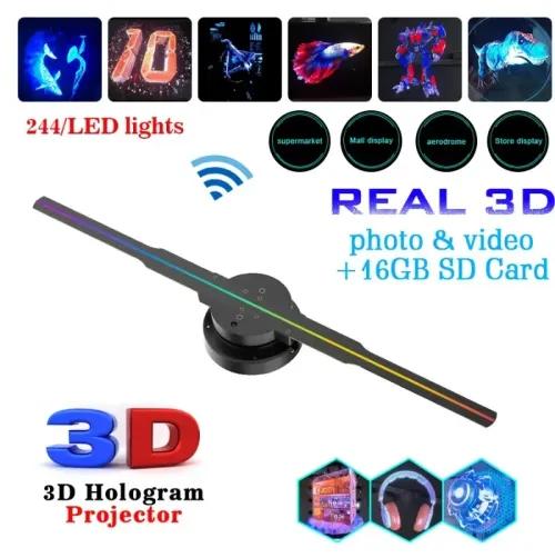 3DhologramFan, Holographic Fan Holographic Projector  Supports WiFi Connection  HD LED Portable Design 42CM 3D Led Fan Display