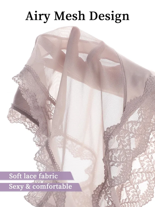 Set of 3 sexy lace panties with criss-cross waist design, comfortable and breathable, with an extended silk crotch.