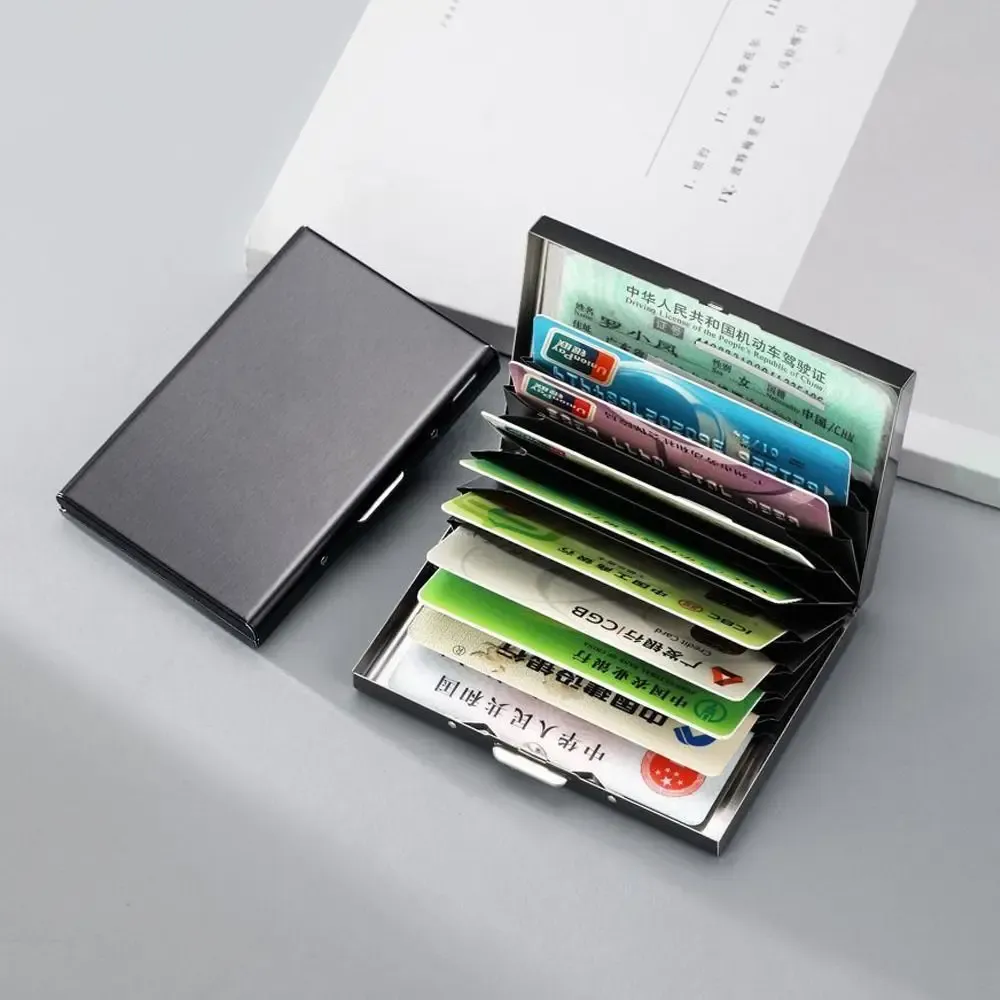 10 Slots Stainless Credit Card Holder Men Slim Anti RFID Travel ID Cardholder Debit Box Women Wallet Metal Case Porte Carte